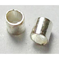 Brass Crimp Beads, Nickel Free, Tube, Silver, 1.5mm, Hole: 1mm(E001-NFS)
