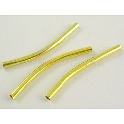 Brass Tube Beads, Curved, Golden Color, about 2mm in diameter, 30mm long, hole: 1.5mm(EC0582x30mm-G)