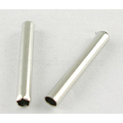 Nickel Free Jewelry Findings, Smooth Brass Tube Beads, Platinum Color, Size: about 2mm in diameter, 15mm long, hole: about 1.5mm(EC058S2x15mm-NF)