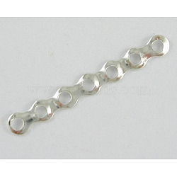 Spacer Beads, Silver Color Plated, about 3.2mm wide, 24mm long, hole: 1.2mm, 7 holes(E073-S)