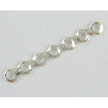 Spacer Beads, Silver Color Plated, about 3.2mm wide, 24mm long, hole: 1.2mm, 7 holes