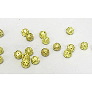 Brass Filigree Beads, Round, Golden, 8mm, Hole: 0.5mm(EC121-G)