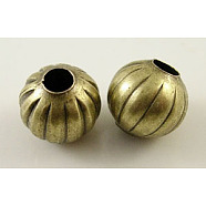 Iron Corrugated Beads, Nickel Free, Antique Bronze, Round, 5mm in diameter, hole:2mm, about 5360pcs/1000g(E186Y-NFAB)