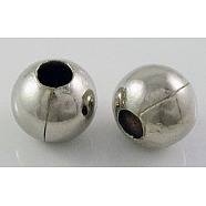 Iron Beads, Round, Platinum, 10mm, Hole: 3~4mm(E189Y)