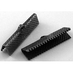 Iron Ribbon Crimp Ends, Gunmetal Color, about 8mm long, 16mm wide, hole: 1mm(E183-B)