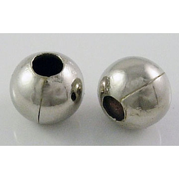 Iron Beads, Round, Platinum, 10mm, Hole: 3~4mm