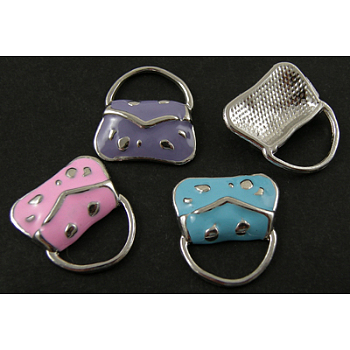 Alloy Enamel Charms, Handbag, Mixed Color, Platinum, about 17mm wide, 19mm long