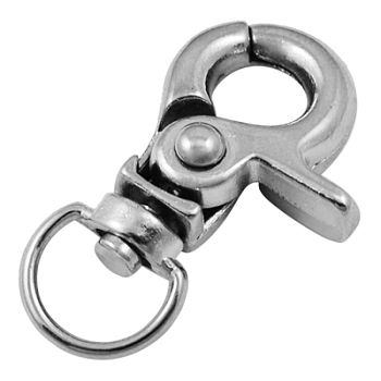 Iron Swivel Clasps, Swivel Snap Hook, Jewelry Findings, Platinum Color, Size: about  31mm long, 19mm wide, 6mm thick, hole: 6mm wide, 9mm long