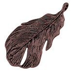 Tibetan Style Alloy Pendants, Feather, Cadmium Free & Lead Free, Red Copper, 49x24x2mm, Hole: 3.5mm(EA11874Y-R)