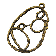 Tibetan Style Alloy Pendants, Lead Free and Cadmium Free, Drop, Antique Bronze, 34x21x2mm, Hole: 2mm(EA10905Y-AB)