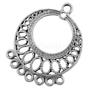 Tibetan Style Links, Flat Round, Lead Free,Cadmium Free and Nickel Free, Antique Silver, about 37.5mm long, 29mm wide, 1mm thick, hole: 2.5mm(EA165Y-NF)