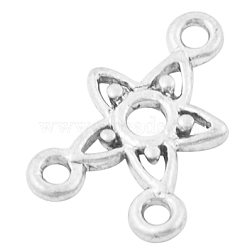 Chandelier Component Links, 3 Loop Connectors, Alloy, Star, Silver Color Plated, Lead Free, Nickel Free and Cadmium Free, about 17.5mm long, 12mm wide, 2mm thick, hole: 1.5mm(EA10675Y-NFS)