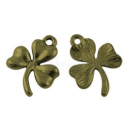 Tibetan Style Alloy Pendants, Lead Free & Cadmium Free, Ireland Shamrock , Antique Bronze, 19x14x2mm, Hole: 2mm(EA11722Y-AB)