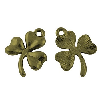 Tibetan Style Alloy Pendants, Lead Free & Cadmium Free, Ireland Shamrock , Antique Bronze, 19x14x2mm, Hole: 2mm