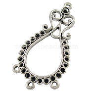 Alloy Cabochon Connector Settings, Lead Free and Cadmium Free, Antique Silver Color, teardrop, 22.5mm wide, 46mm long, 2mm thick, hole: 2mm(EA240Y)