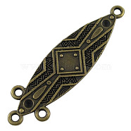 Chandelier Component, Alloy Connector Rhinestone Settings, Lead Free and Cadmium Free, Antique Bronze Color, Oval, 11.5mm wide, 44.5mm long, 1.5mm thick, hole: 2mm(EA359Y-AB)