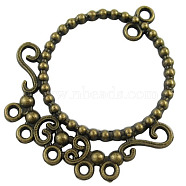 Alloy Chandelier Component Links, Cadmium Free & Nickel Free & Lead Free, Flat Round, Antique Bronze, 39.5x37.5x1.5mm, Hole: 2mm(EA369Y-AB)
