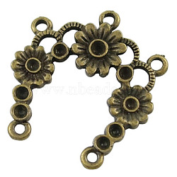 (Autumn Aesthetic Big Sale), Alloy Cabochon Connector Settings, Cadmium Free & Nickel Free & Lead Free, Flower, Antique Bronze, 25x23x2mm, Hole: 2mm(EA354Y-AB)
