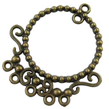 Alloy Chandelier Component Links, Cadmium Free & Nickel Free & Lead Free, Flat Round, Antique Bronze, 39.5x37.5x1.5mm, Hole: 2mm