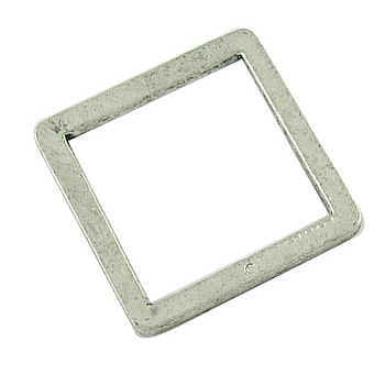 Alloy Linking Rings, Lead Free and Cadmium Free, Antique Silver Color, Rhombus, about 24mm long, 24mm wide, 1.5mm thick, hole: 18.5x18.5mm