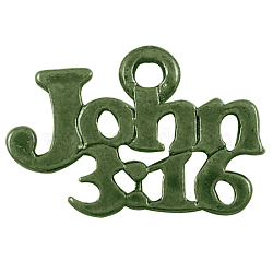 Tibetan Style Alloy Pendants, Christian Charms, John 3:16, Lead Free and Cadmium Free, Antique Bronze, 18.5x13x1mm, Hole: 2mm(EA9098Y-AB)