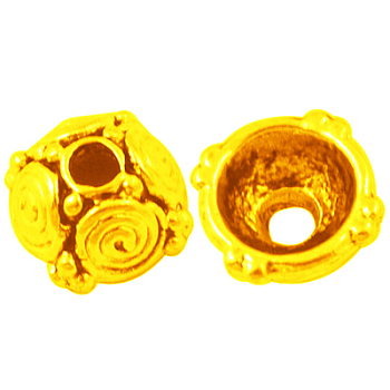 Alloy Bead Caps, Lead Free and Cadmium Free, Golden, 8x8x4.5mm, Hole: 2mm, Inner Diameter: 6mm