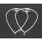 Nickel Free Brass Links, teardrop, Silver Color, about 17mm wide, 25mm long, 1mm thick(EC03117x25mm-NFS)