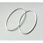 Brass Linking Rings, Oval, Silver Color Plated, about 20mm wide, 40mm long, 1mm thick, hole: about 18mm(EC021-S)