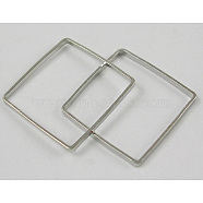 Square Brass Linking Rings, Nickel Free, Platinum, 15x15x1.1mm(EC03015mm-NF)