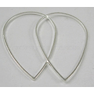 Brass Linking Rings, teardrop, plated in Silver color, about 25mm wide, 38mm long, 1mm thick(EC03125x38mm-S)