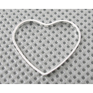 Brass Links, Valentine's Day Jewelry Accessory, Heart, Silver Color Plated, about 7mm wide, 6mm long, 1mm thick(EC066-1S)