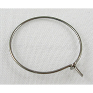 Brass Wine Glass Charm Rings, Hoop Earrings Findings, Gunmetal, 25x0.8mm, 20 Gauge(EC067-2B)