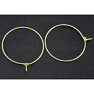 Brass Wine Glass Charm Rings, Hoop Earrings Findings, Golden, 35x0.8mm, 20 Gauge(EC067-4G)