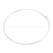 Brass Wine Glass Charm Rings, Hoop Earrings Findings, Nickel Free, Silver, 45x0.8mm, 20 Gauge(EC067-6NFS)