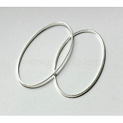 Brass Linking Rings, Oval, Silver Color Plated, about 16mm wide, 30mm long, 1mm thick(EC020-S)