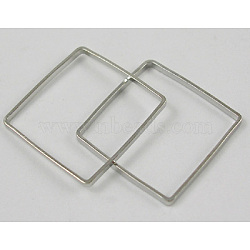 Square Brass Linking Rings, Nickel Free, Platinum, 15x15x1.1mm(EC03015mm-NF)