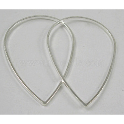 Brass Linking Rings, teardrop, plated in Silver color, about 25mm wide, 38mm long, 1mm thick(EC03125x38mm-S)
