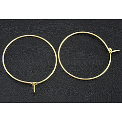 Brass Wine Glass Charm Rings, Hoop Earrings Findings, Nickel Free, Golden, 30x0.8mm, 20 Gauge(EC067-3NFG)