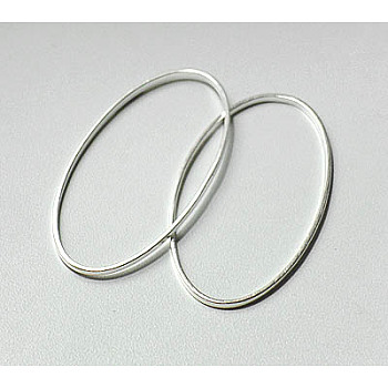 Brass Linking Rings, Oval, Silver Color Plated, about 16mm wide, 30mm long, 1mm thick