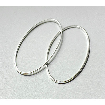 Nickel Free Brass Ring, Oval, Silver Color, about 20mm wide, 40mm long, 1mm thick, hole: about 18mm