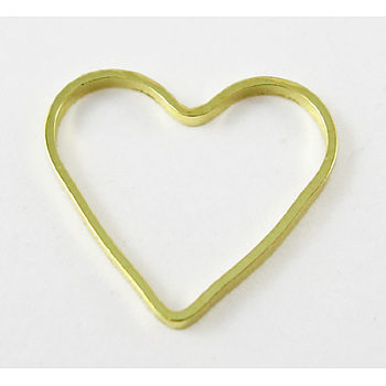 Brass Linking Rings, Valentine's Day Jewelry Accessory, Heart, Plated in Golden, about 7mm wide, 6mm long, 1mm thick
