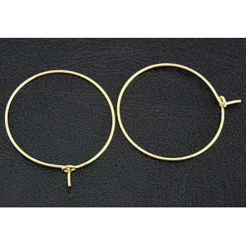 Brass Wine Glass Charm Rings, Hoop Earrings Findings, Golden, 30x0.8mm, 20 Gauge
