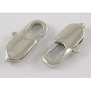 Lobster Claws Clasps, No Ring, Brass, Nickel Free, Platinum Color, 5mmx14mm, hole: about 1mm(EC103-NF)