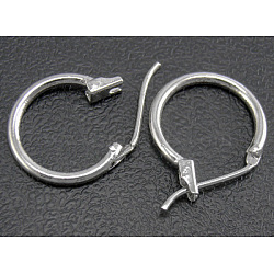 Brass Hoop Earrings, Platinum Plated, Nickel Free, 12x1.5mm, Hole: 10mm(EC107-1NF)