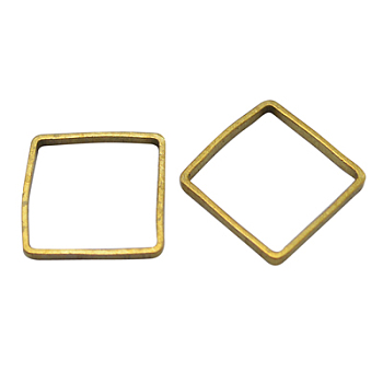 Brass Linking Rings, Sqare, Unplated, Nickel Free, about 8mm long, 8mm wide, 0.4mm thick, hole: 7x7mm