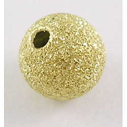 Brass Textured Beads, Nickel Free, Round, Golden, Size: about 10mm in diameter, hole: 1.8mm(EC226-NFG)
