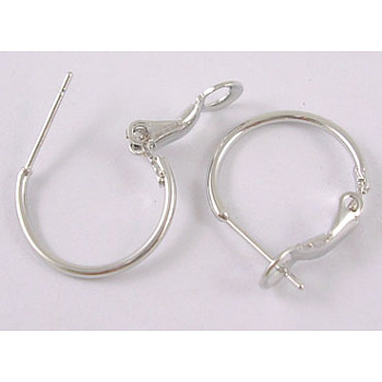Brass Hoop Earrings, Nickel Free, Platinum Color, 16x1.2mm