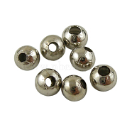 Brass Smooth Round Beads, Seamed Spacer Beads, Platinum, 3mm, Hole: 1mm(EC400-1)