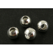 Brass Smooth Round Beads, Seamed Spacer Beads, Silver, 5mm, Hole: 1.5mm(EC400-3S)