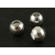 Brass Smooth Round Beads, Seamed Bead Spacers, Silver, 6mm, Hole: 2.5mm(EC400-4S)